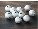 100pcs Sparkle Stardust Round Beads, Sterling Silver Plated Brass, Size Selections: 6mm/8mm/10mm