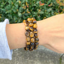 1 Strand Stretch Natural Yellow Tiger Eye Free Form Gemstone Bracelet, 7-10mm Beads, Length Selections: 7 inch/7.5 inch