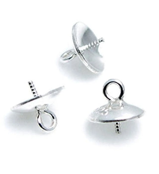 10pcs 925 Sterling Silver Screw Eye Pin Bails, Glue-on Pendant Connector, Cup Size Selections: 3/4/5/6/8mm