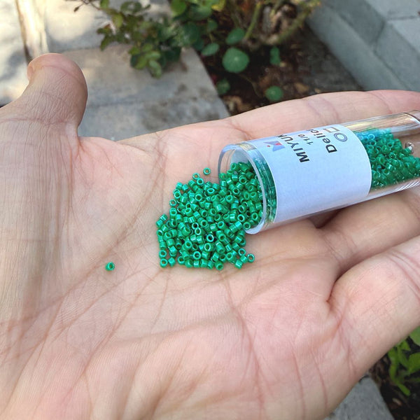 30g Miyuki Delica 11/0 Seed Beads, Opaque Kelly Green DB655