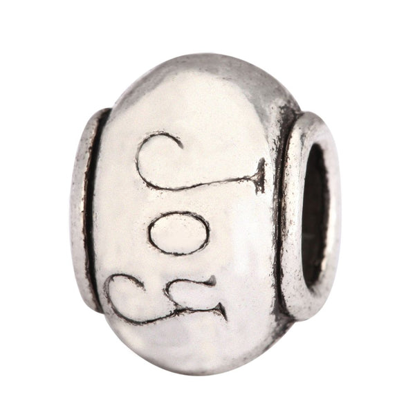 20pcs Joy Happiness Large Hole Beads, Hole ID 4.5mm, Antique Silver, Zinc Alloy Metal, MEC-C10