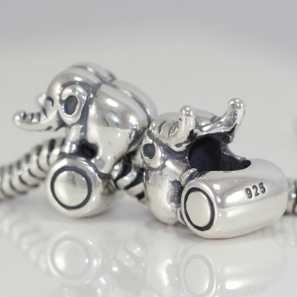 1pc Real Solid Sterling Silver Charm Aerobic Elephant Bead, Compatible with Pandora All Other Charm Bracelets, EC251