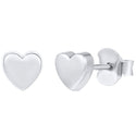 1 Pair Solid 925 Sterling Silver Stud Earrings, Love Heart Ear Studs, Small Tiny, SSE100-1