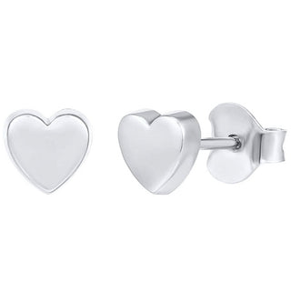 1 Pair Solid 925 Sterling Silver Stud Earrings, Love Heart Ear Studs, Small Tiny, SSE100-1