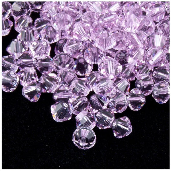 100pcs Preciosa Faceted Bicone Crystal Beads, Violet, Size Selections: 3mm/4mm/6mm