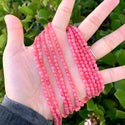 Natural Rhodochrosite Red Jade Gemstone Faceted Round Beads, 4mm/Small, Hole ID 0.9mm, 2 Strands/28 Inch Total, GH-B2