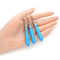 1pc Natural Blue Howlite Imitation Turquoise Hexagonal Pile Gemstone Pendant Necklace, 26 Inch Surgical Stainless Steel Chain, GGP-BB10