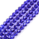 500pcs Creative Club Faceted Round Crystal Glass Beads, Cobalt Blue, 4mm (0.16 inch) Small Tiny, Hole ID 1mm, CC2R425
