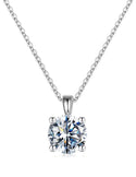 925 Sterling Silver April Birthstone Solitaire Necklace, 6mm/0.84 Carat Clear Diamond Cubic Zirconia CZ, Length Selections: 16 inch/18 inch