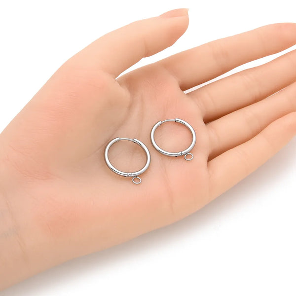 20pcs 316 Stainless Steel Hoop Earring Hooks – 2mm Wire (14mm/18mm/20mm)