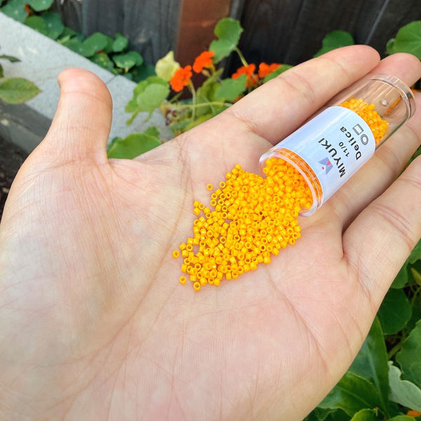 30g Miyuki Delica 11/0 Seed Beads, Duracoat Opaque Light Squash DB2103