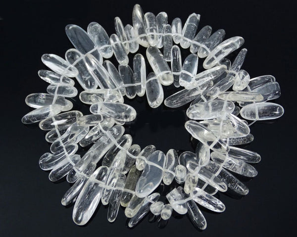 Natural White Quartz Clear Crystal Stick Point Beads, Irregular, 7mm-23mm Long, Hole ID 1mm 1 Strand/15 Inch, GZ5-17