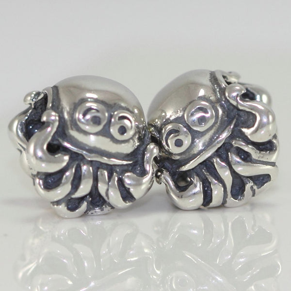 1pc Cute Real Solid Sterling Silver Octopus Charm Bead, Compatible with Pandora All Other Charm Bracelets, EC162