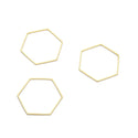 20pcs Raw Brass Hexagon Beading Hoop Connector, Open Back Bezel, Unplated/Uncoated, Size Selections: 20mm/26mm/30mm