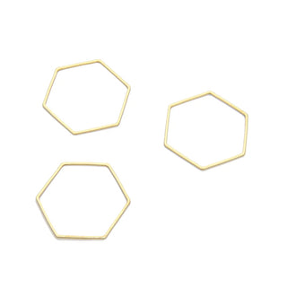 20pcs Raw Brass Hexagon Beading Hoop Connector, Open Back Bezel, Unplated/Uncoated, Size Selections: 20mm/26mm/30mm