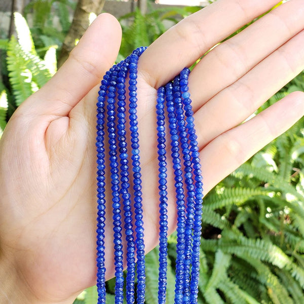 Natural Sapphire Blue Quartz Gemstone Faceted Rondelle Beads, 3x2mm/Small Tiny, Hole ID 0.8mm, 13 Inch/1 Strand, GH2R-8