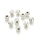 100pcs Sparkle Corrugated Melon Round Beads, Sterling Silver Plated Brass, Size Selections: 6mm/8mm/10mm