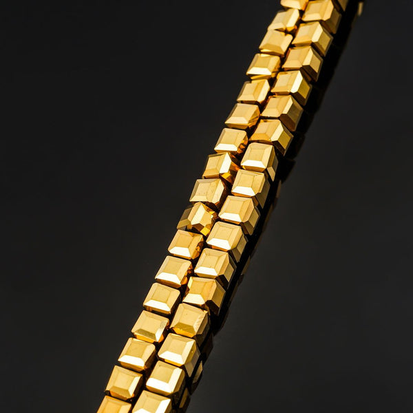 100pcs Creative Club Faceted Cube Crystal Glass Beads, Gold Aurum, 8mm, Hole ID 1mm, CCC833