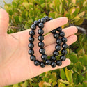 1 Strand Stretch Natural Grade A Black Tourmaline Beaded Gemstone Bracelet, 10mm Bead, Length Selections: 7 inch/7.5 inch/8 inch/8.5 inch
