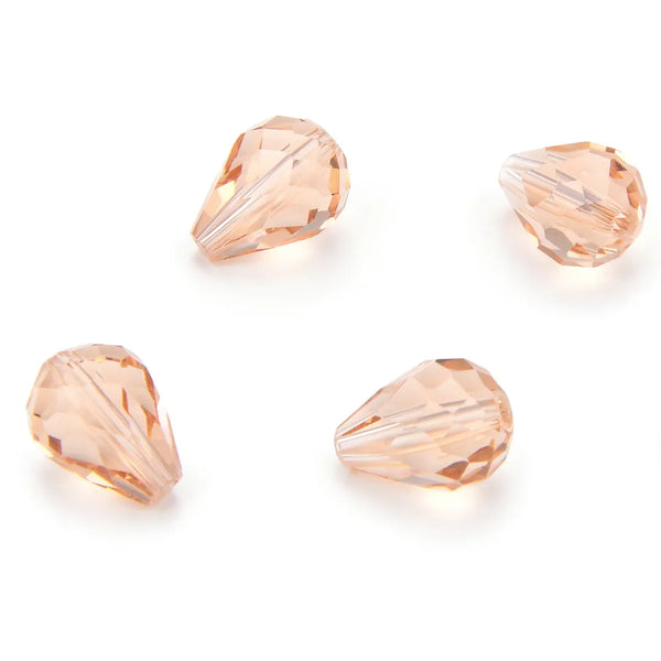 24pcs Adabele Austrian Faceted Teardrop Crystal Beads #5500, Light Peach Pink, 10mm x 8mm, Hole ID 1.1mm, SST-1018
