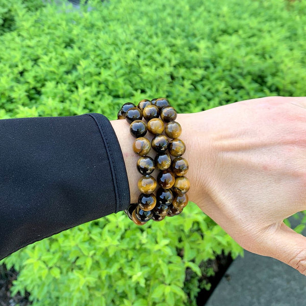 1 Strand Stretch Natural Yellow Tiger Eye Beaded Gemstone Bracelet, 10mm Bead, Length Selections: 7 inch/7.5 inch/8 inch/8.5 inch