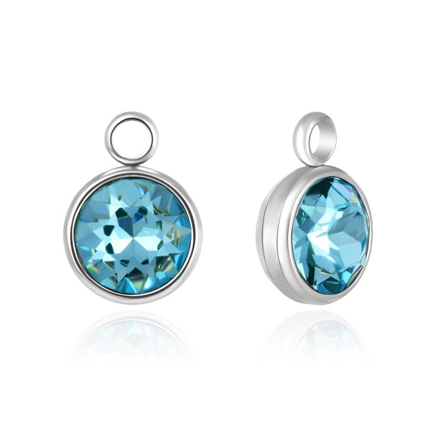 10pcs Grade A December Blue Zircon Birthstone Charm Drops, Stainless Steel, Tarnish Resistant, 6mm, CCP32-12