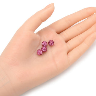 25pcs Adabele Grade AA+ Suncatcher Crystal Rhinestone Pave Polymer Clay Beads, Rose Pink, Size Selections: 8mm/10mm/12mm