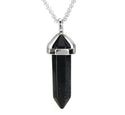 1pc Blue Goldstone Sandstone Gemstone Pendant Necklace, 18 Inch Surgical Stainless Steel Chain, GGP-C3