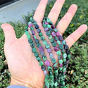 Natural Ruby Zoisite Gemstone Oval Tumbled Pebble Beads, Irregular, 5mm to 8mm, Hole ID 1mm, 15 Inch/1 Strand, GZ11-78