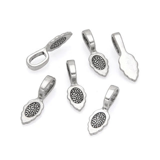100pcs 26mm Glue On Jewelry Bails, Antique Silver, 15mm Leaf Flat Pad Base, MC-P2