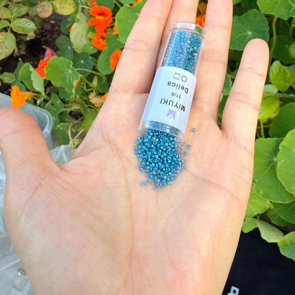 30g Miyuki Delica 11/0 Seed Beads, Translucent Luminous Dusk Blue DB2054