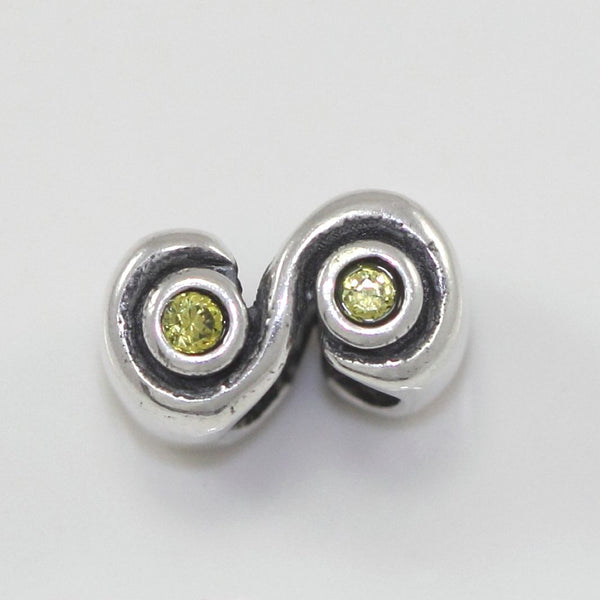 1pc Real 925 Sterling Silver Charm, November Birthstone Bead, Cubic Zirconia CZ Yellow Topaz Gemstone, Compatible with Pandora all Other Charm Bracelets, EC420
