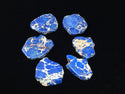 5pcs Natural Grade A Lapis Blue Impression Aqua Terra Jasper Beads, Large Flat Slab Gemstone Beads, Smooth Free Form, 15-45mm, Hole ID 1mm, GX9