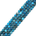 Natural Blue Apatite Gemstone Round Beads, 1 Strand/15 Inch, Size Selections: 4mm/6mm/8mm/10mm