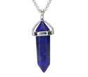 1pc Natural Blue Lapis Lazuli Gemstone Pendant Necklace, 18 Inch Surgical Stainless Steel Chain, GGP-C2