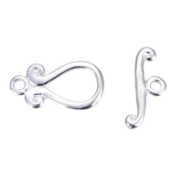 10 Sets Raindrop Toggle Clasp, T-Bar Closure, Sterling Silver Plated Brass, 20mm, CF23