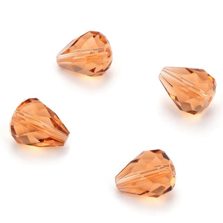24pcs Adabele Austrian Faceted Teardrop Crystal Beads #5500, Light Peach Pink, 12mm x 10mm, Hole ID 1.2mm, SST-1218