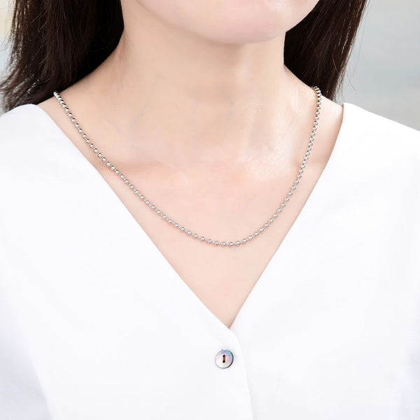 1pc 925 Sterling Silver Ball Link Chain Necklace, Tarnish Resistant Rhodium Plated, 3mm, Thick, Length Selections: 18 inch/20 inch/22 inch