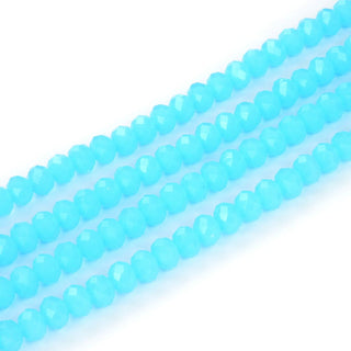 140pcs Creative Club Faceted Rondelle Crystal Glass Beads, Blue Turquoise Opal, 8x6mm, Hole ID 1.1mm, CCR831