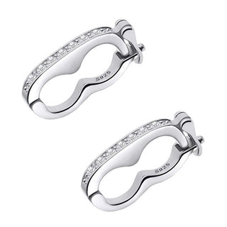 1pc Sterling Silver Hinged Necklace Shortener Enhancer Clasp, Cubic Zirconia CZ Diamond, Tarnish Resistant Rhodium Plated, Used for 8mm Beads, SS379