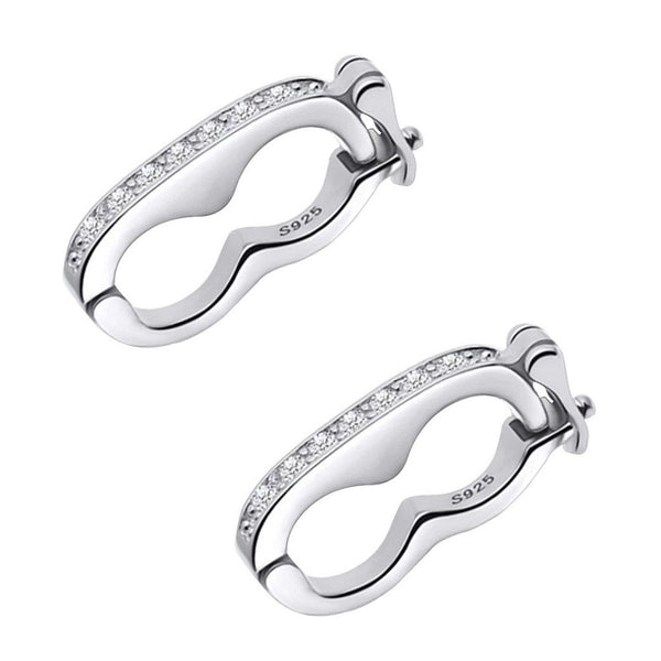 1pc Sterling Silver Hinged Necklace Shortener Enhancer Clasp, Cubic Zirconia CZ Diamond, Tarnish Resistant Rhodium Plated, Used for 9mm Beads, SS380