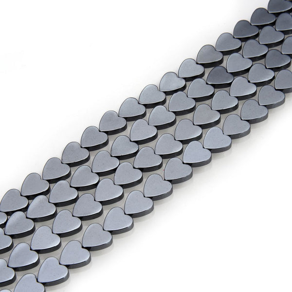 Grade A Natural Black Hematite Gemstone Heart Beads, 15 Inch/1 Strand, 8mm, Hole ID 1mm, GFC-F1
