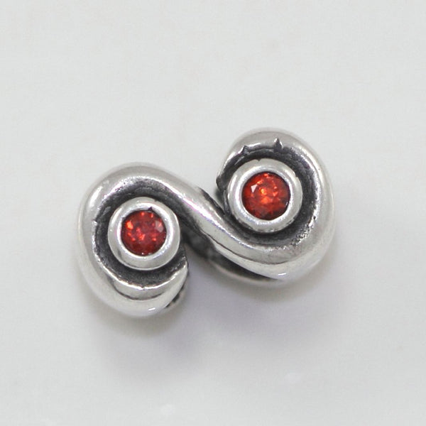 1pc Real 925 Sterling Silver Charm, January Birthstone Bead, Cubic Zirconia CZ Siam Red Garnet Gemstone, Compatible with Pandora all Other Charm Bracelets, EC409