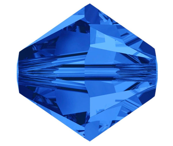 50pcs Preciosa Faceted Bicone Crystal Beads, Sapphire Blue, 6mm, Hole ID 1mm, Pre-B613