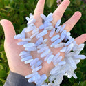 Natural Blue Lace Agate Gemstone Stick Point Beads, Irregular, 7mm-23mm Long, Hole ID 1mm 1 Strand/15 Inch, GZ5-24