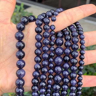 Blue Goldstone Sandstone Gemstone Round Beads, 1 Strand/15 Inch, Size Selections: 4mm/6mm/8mm/10mm