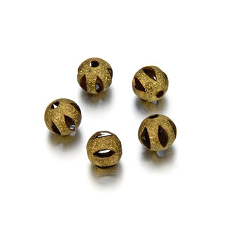 500pcs Small Tiny Filigree Stardust Round Beads, Antique Bronze Plated Brass, Tarnish Resistant, 4mm, Hole ID 1mm, CF59-4