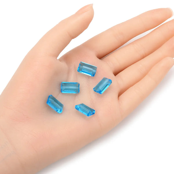 25pcs Adabele Austrian Faceted Rectangle Crystal Beads #5055, Aquamarine Blue, 14mm x 8mm, Hole ID 1.2mm, SSRT1410