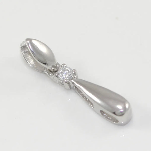 1pc 925 Sterling Silver 25mm Long Pinch Bail, Pendant Clasp, Tarnish Resistant Rhodium Plated, Cubic Zirconia CZ, SS39