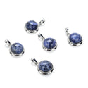 2pcs Natural Blue Sodalite Round Gemstone Pendant Drops, 20mm, G2P-K7